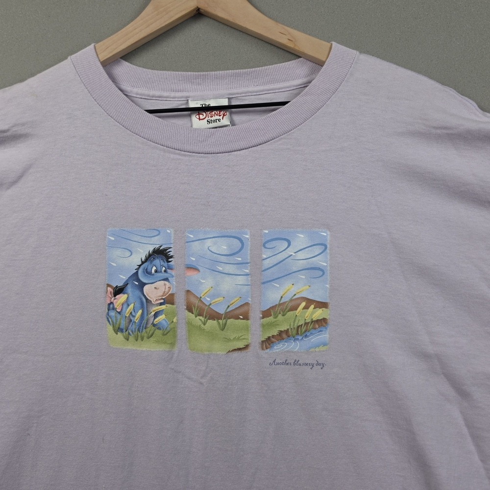 Vintage Disney Store Eeyore Blustery Day T-Shirt XL Lavender Made In USA 90s
